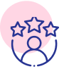 Person icon with three stars above head.